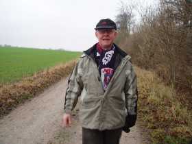 The old man on his yearly walk. Notice my scarf - AGF, my football club!