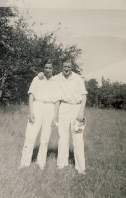 Two young men - My dad on the right.
